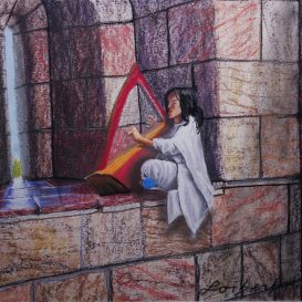 Harper Praises Jerusalem. Lorberboim Soft Pastels Painting.