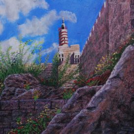 Tower of David, Jerusalem. Lorberboim Soft Pastels Painting. New View Exhibitiom. Tlmuseum.com.