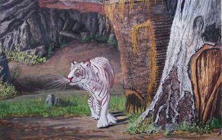 White tiger. Chiang Mai zoo. Lorberboim Soft Pastel Painting.
